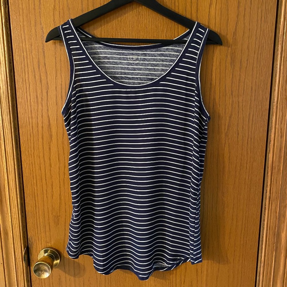 Women's Navy Blue Striped Tank Top